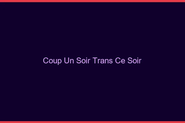 Coup d'un soir trans ce soir