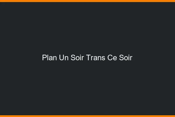 Plan d'un soir trans ce soir